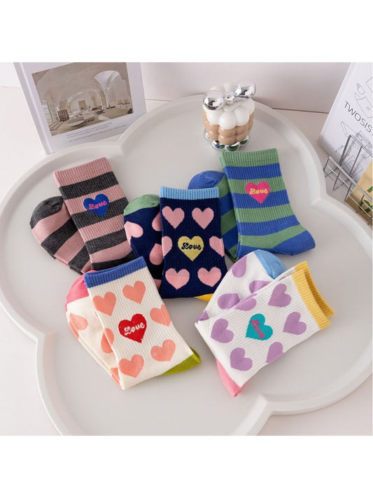 Rufia - Playful Heart Print Crew Socks