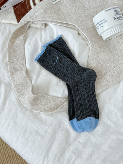 Rufia - Cable Knit Ruffle Crew Socks