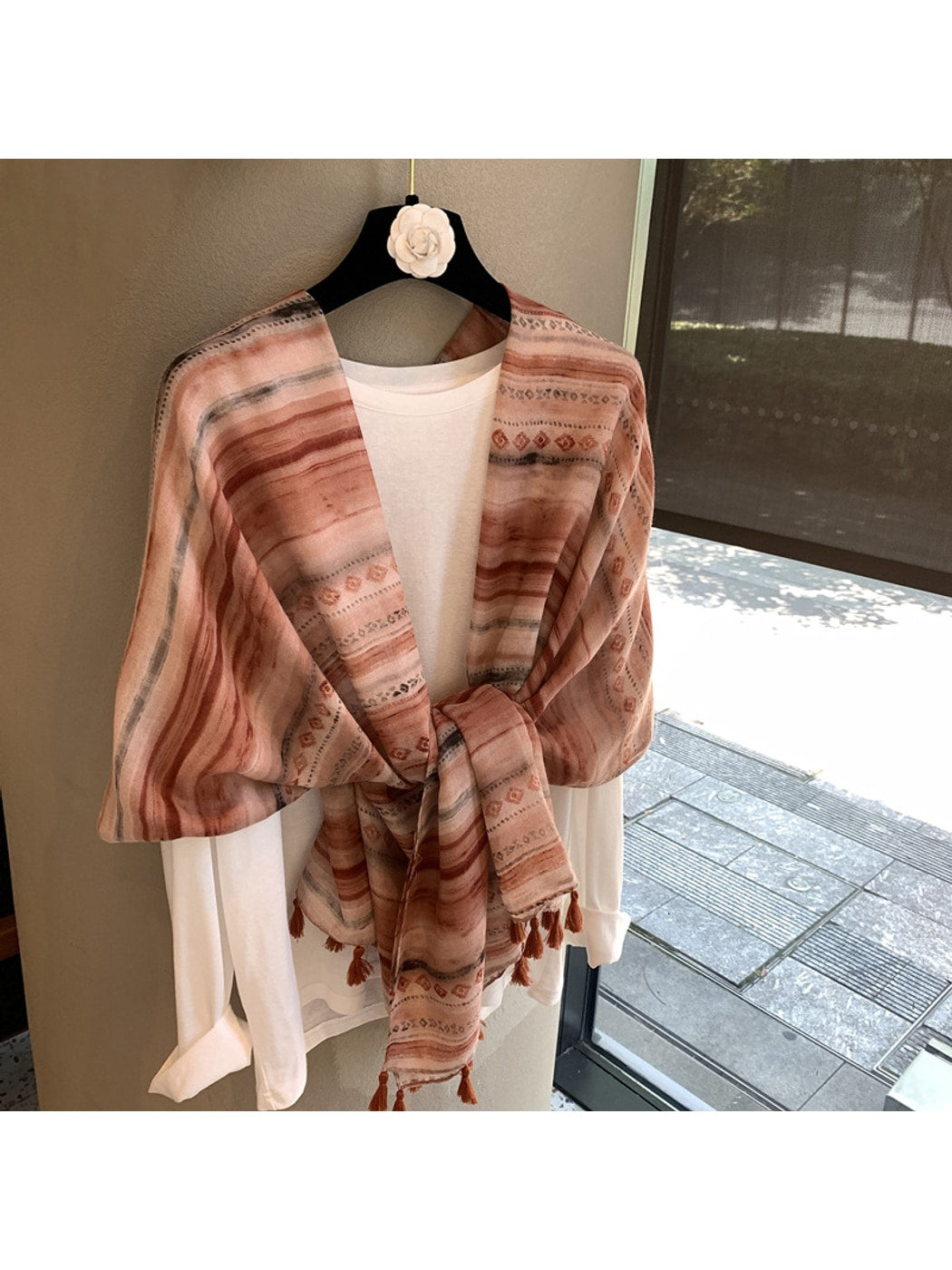 Scarvii - Bohemian Striped Tassel Shawl Scarf