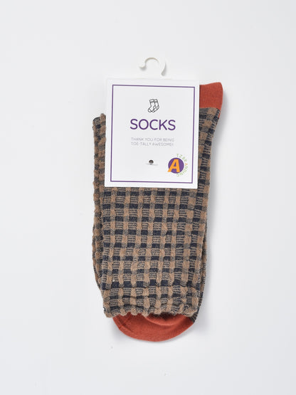 Rufia - Textured Check Knit Crew Socks