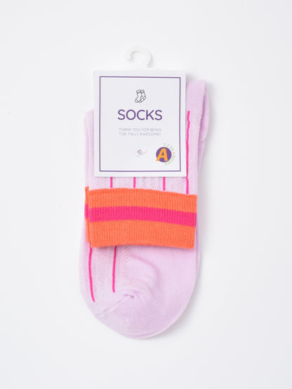 Rufia - Colorblock Mesh Knit Mid Calf Socks