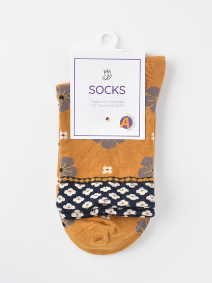 Rufia - Colorful Floral Pattern Mid-Calf Socks