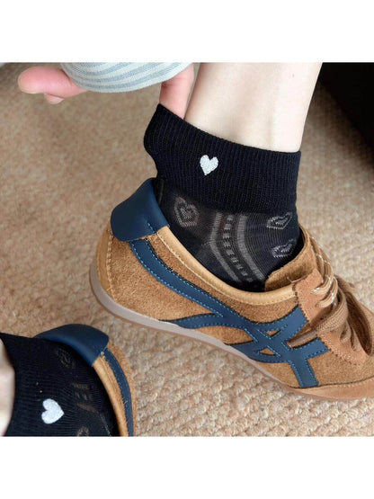 Rufia - Heart Design Openwork Ankle Socks