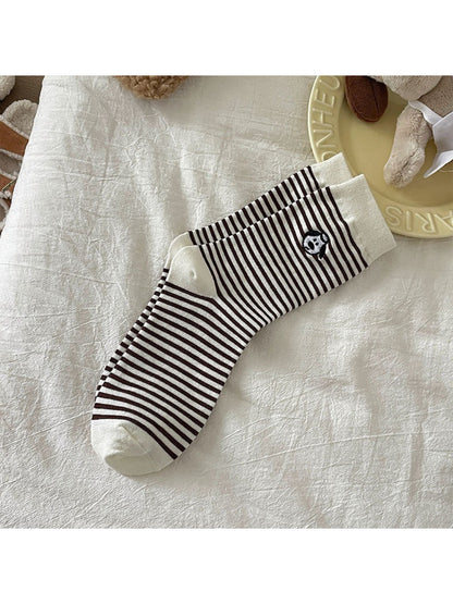 Rufia - Puppy Striped Crew Socks