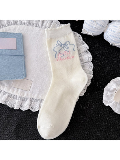 Rufia - Bow Pattern Casual Crew Socks