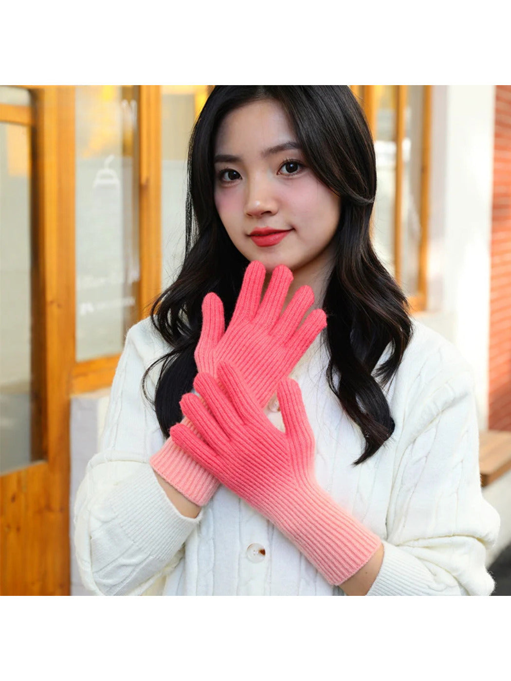 Gloving - Gradient Ribbed Knit Gloves