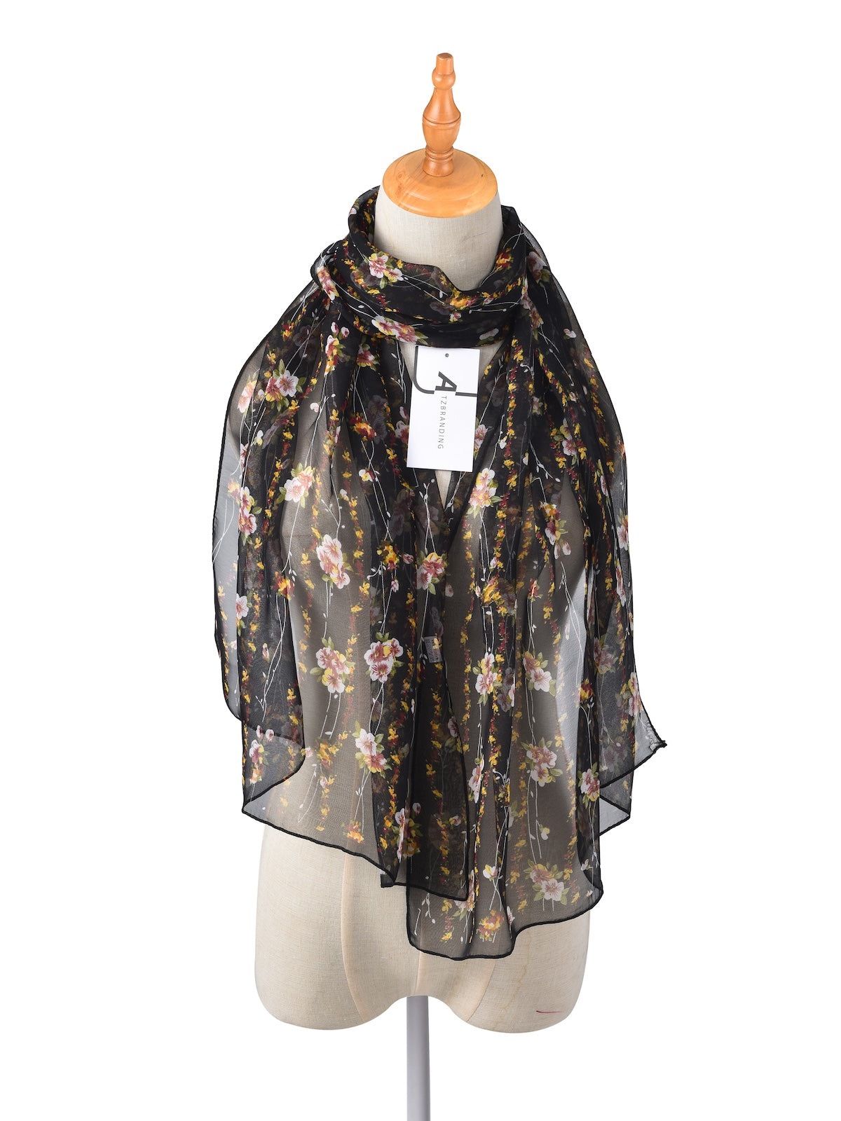 Scarvii - Vines Flower Print Scarf - Cool & Soft