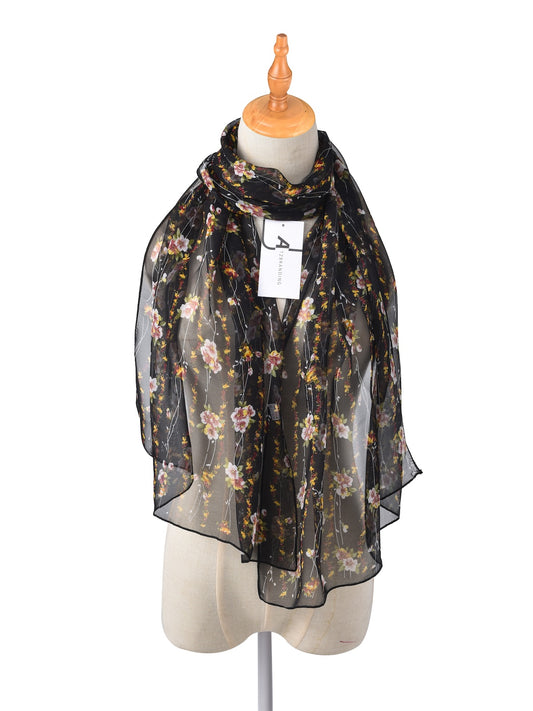 Scarvii - Vines Flower Print Scarf - Cool & Soft