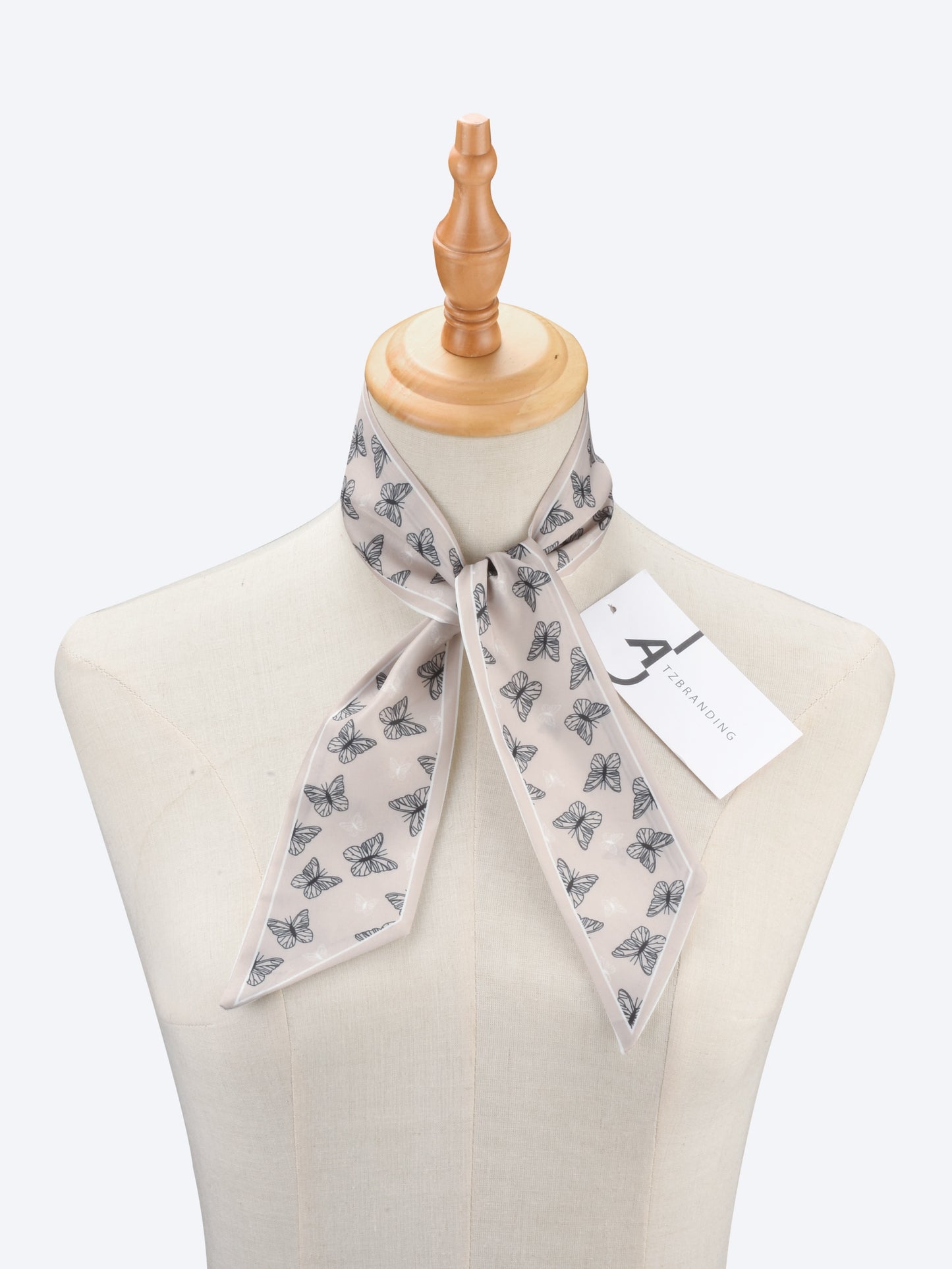 Scarvii - Vintage Butterfly Motif Skinny Scarf