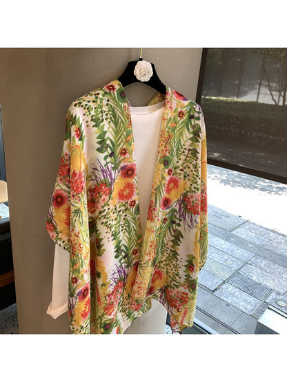 Scarvii - Floral Botanical Print Rectangular Scarf