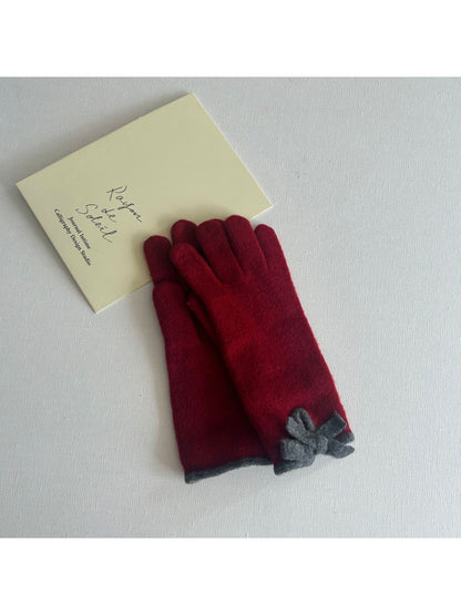 Gloving - Cute Knitted Gloves with Bow & Touchscreen