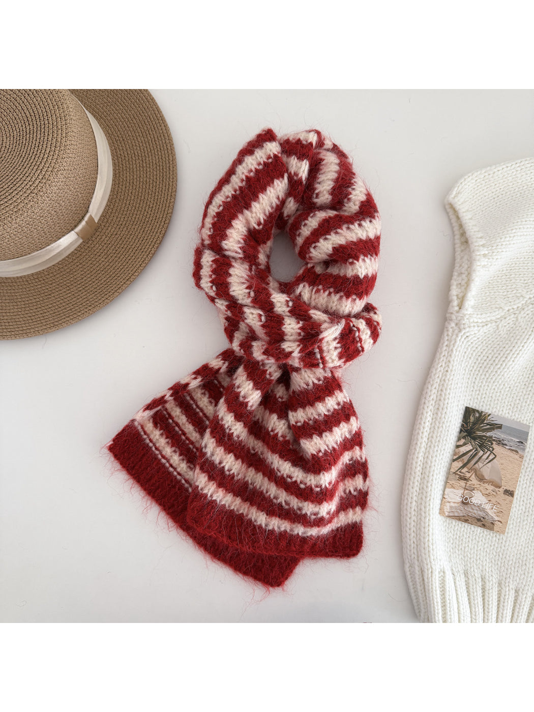 Scarvii - Bold Stripe Textured Knit Scarf