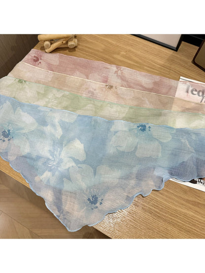 Scarvii - Floral Print Ruffle Edge Triangle Bandana
