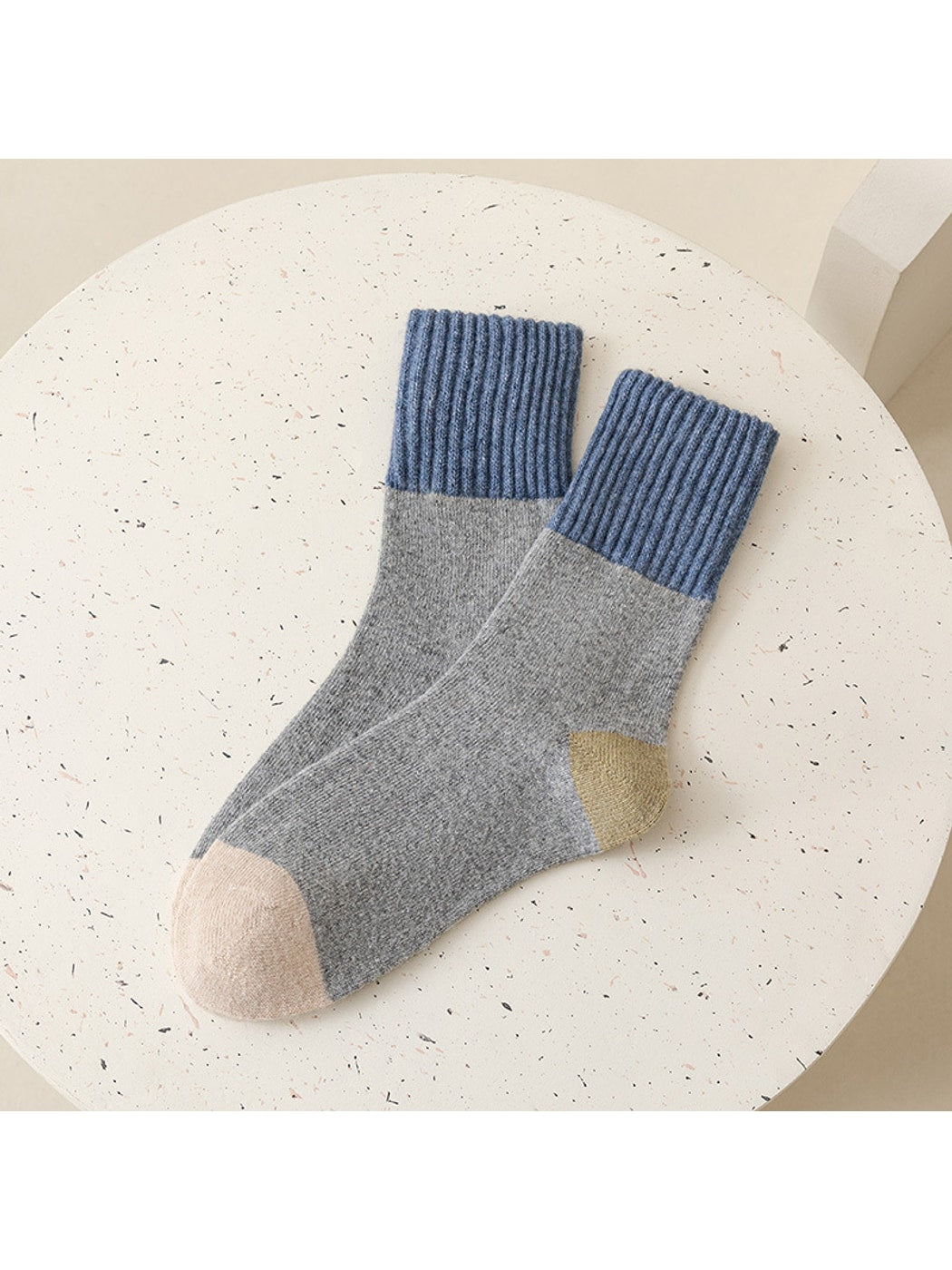 Rufia - Retro Earth Tone Color Block Crew Socks
