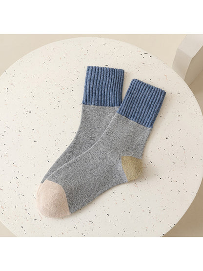 Rufia - Retro Earth Tone Color Block Crew Socks