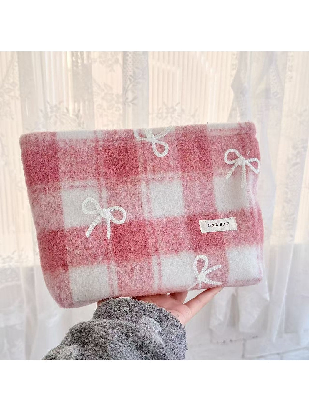 Cosbai - Bow Print Handheld Women's Makeup Bag