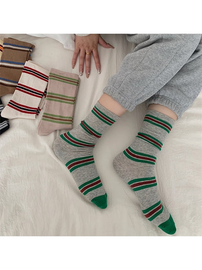 Rufia - Striped Color Block Everyday Crew Socks