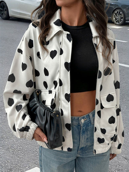 Crosa - Sweet Street Heart Zip Up Jacket Sweater