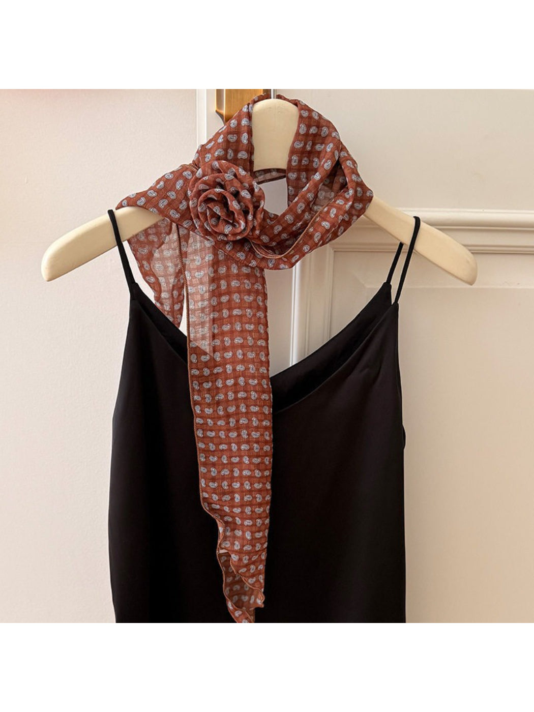 Scarvii - Elegant Sheer Polka Dot Skinny Scarf