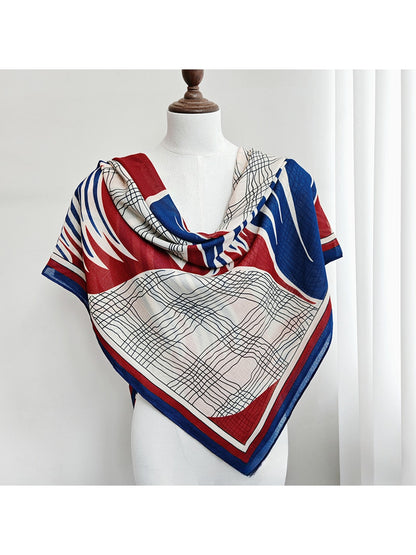 Scarvii - Abstract Leaf Motif Printed Square Scarf