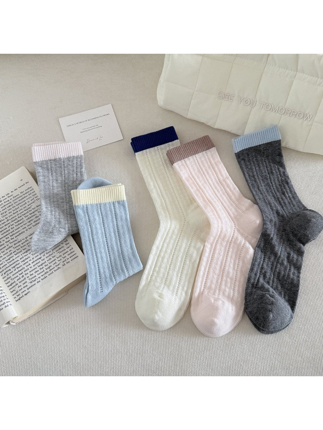 Rufia - Women's Color Block Stripe Crew Socks