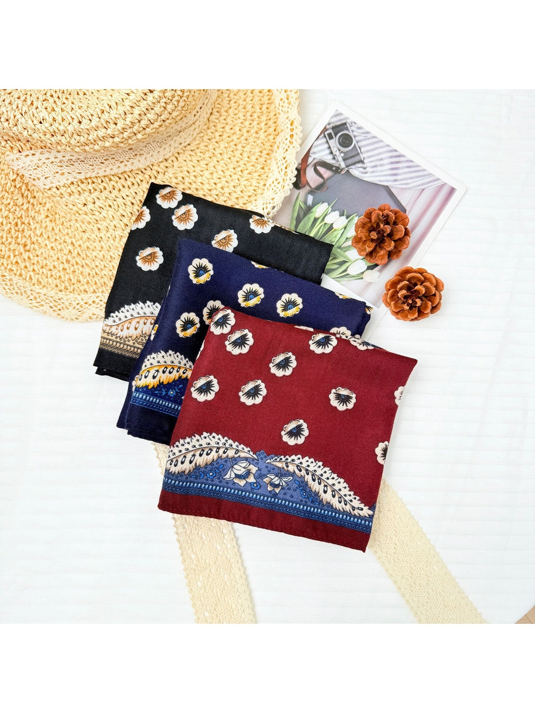 Scarvii - Classic Eye Medallion Print Square Scarf