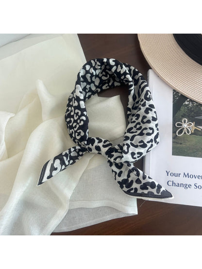 Scarvii Leopard Print Accent Square Scarf