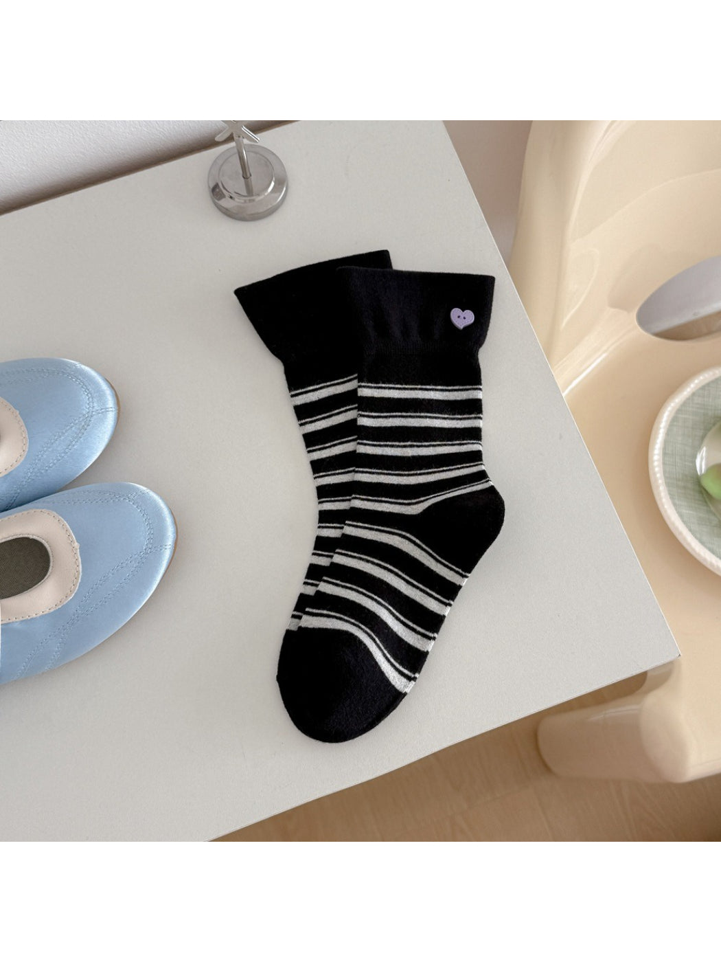 Rufia - Stripe Heart Patch Crew Socks product image 9