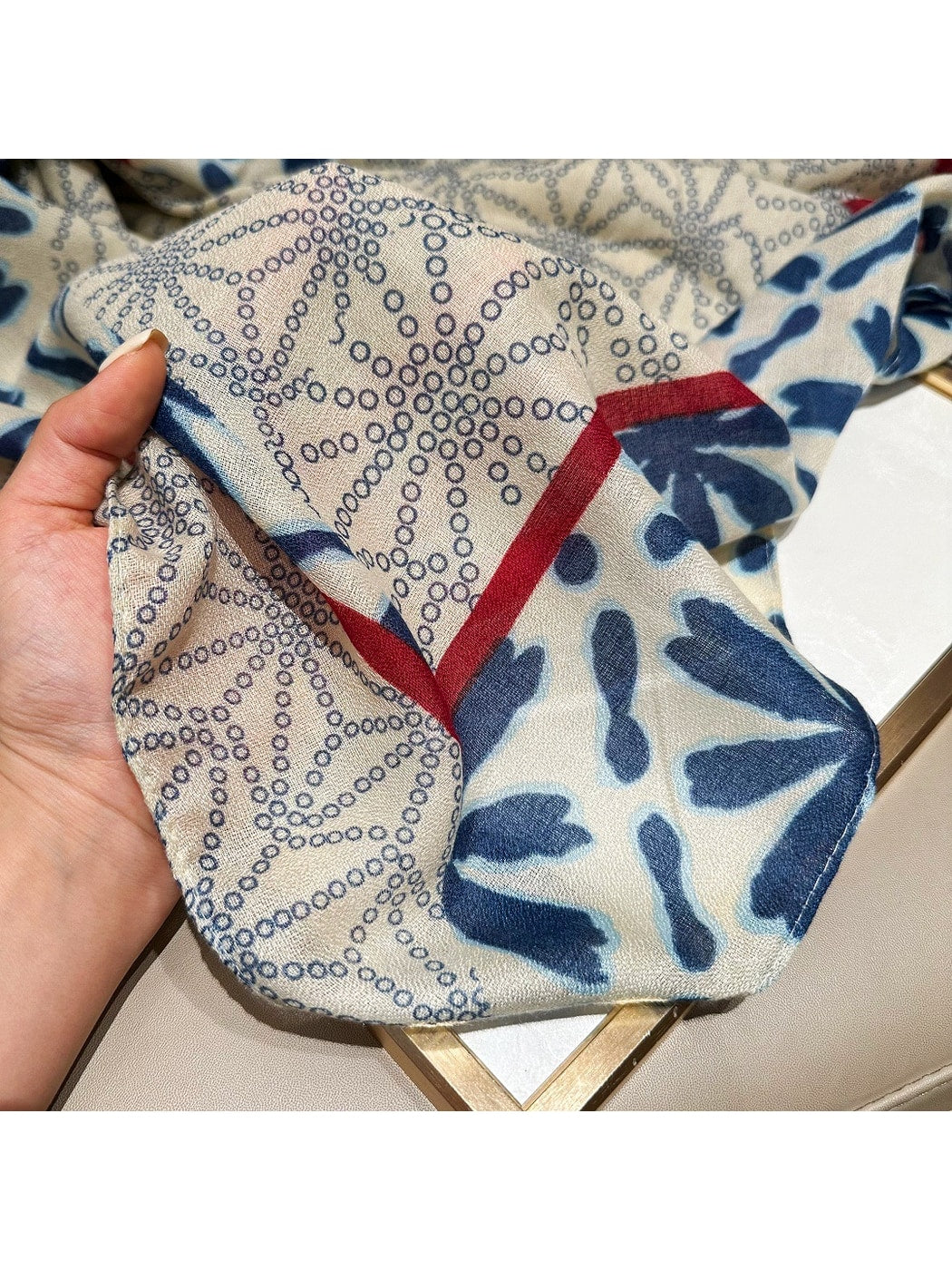 Scarvii - Geometric and Floral Print Lightweight Wrap Scarf