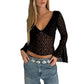 Crosa - Sheer Lace Bell-Sleeve Top Small  - Pure & Sexy