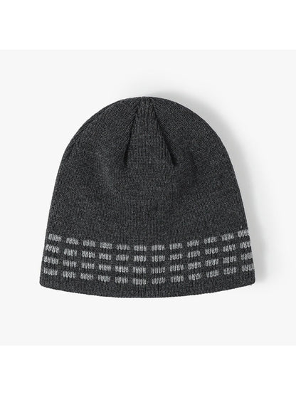 Haila - Contrast Dash Fleece-Lined Knit Beanie