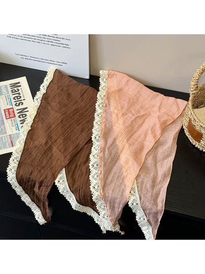 Scarvii - Muted Lace Trim Solid Triangle Bandana
