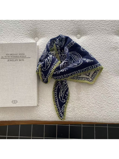 Scarvii - Paisley Contrast Stitch Trim Bandana Scarf