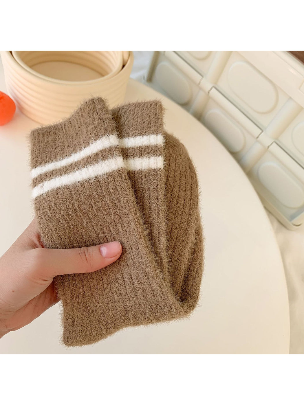 Rufia - Double Stripe Fuzzy Crew Socks