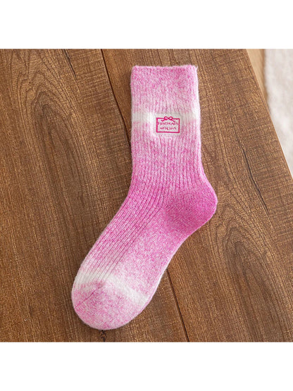 Rufia - Gradient Colorblock Ribbed Crew Socks