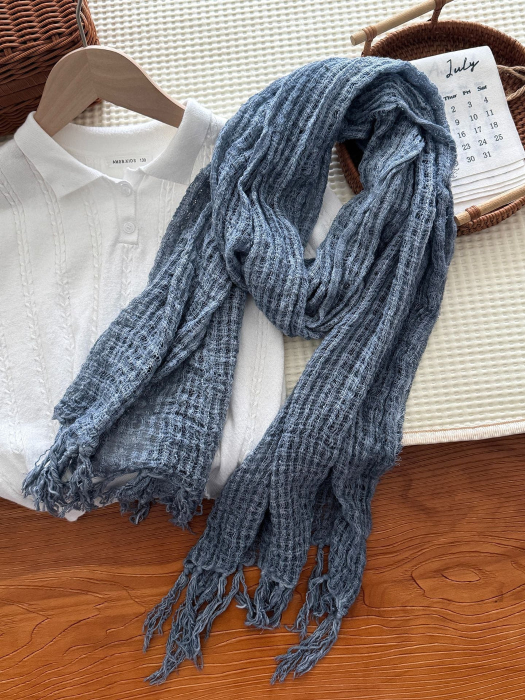 Scarvii - Fringed Crinkled Texture Scarf