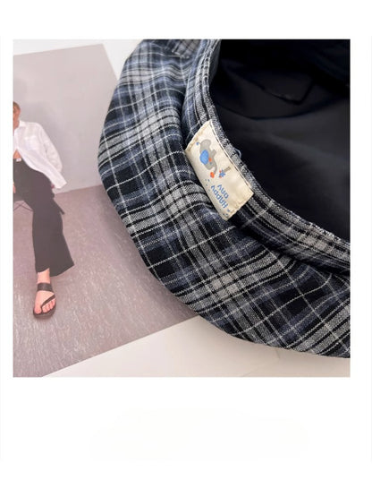 Haila - Plaid Patch Casual Beret Hat