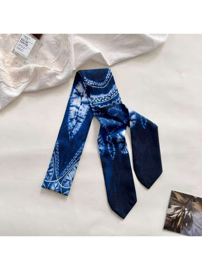 Scarvii - Blue Tie Dye Pattern Skinny textile accessory detail view 3
