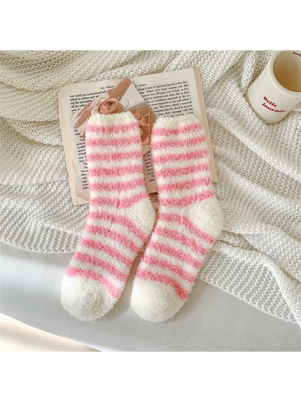 Rufia - Sweet Plush Striped Crew Socks