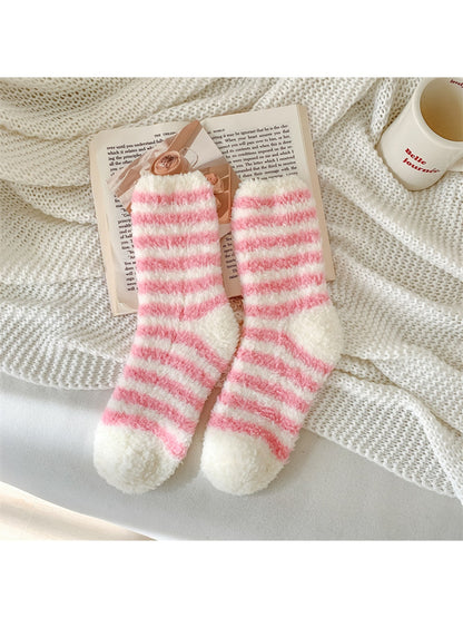 Rufia - Sweet Plush Striped Crew Socks