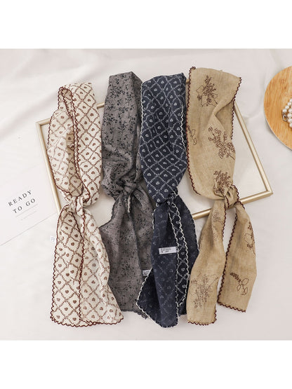 Scarvii - Printed Floral Neck Styling Narrow Scarf
