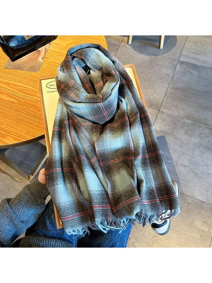 Scarvii - Classic Plaid Long Fringe Winter Scarf
