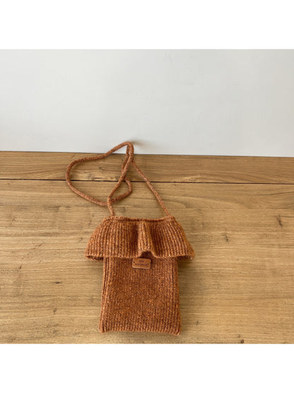Cosbai - Ruffle Top Knit Crossbody Bag