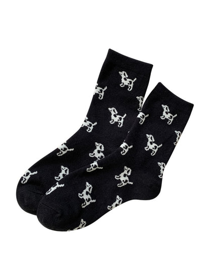 Rufia - Playful Dog Motif Crew Socks