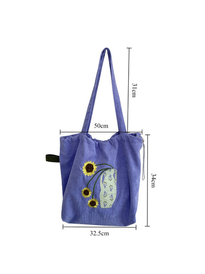 Cosbai - Sunflower Drawstring Tote Bag