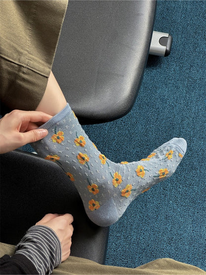 Rufia - Dotted Garden Floral Crew Socks
