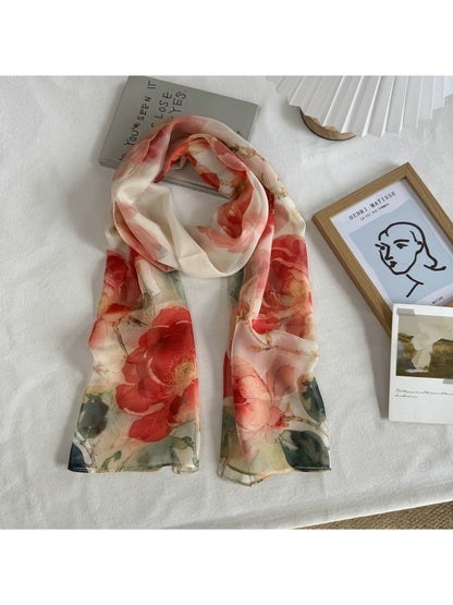 Scarvii - Floral Print Simple Styling Scarf