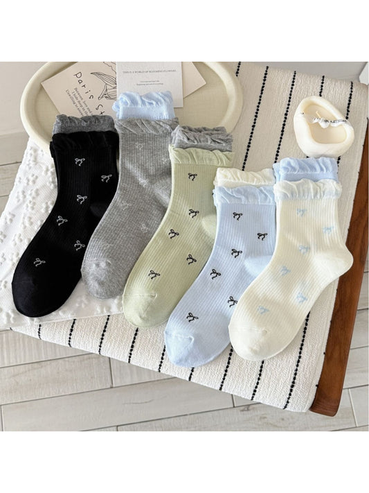 Rufia - Cute Bow Ruffle Crew Socks product image 1