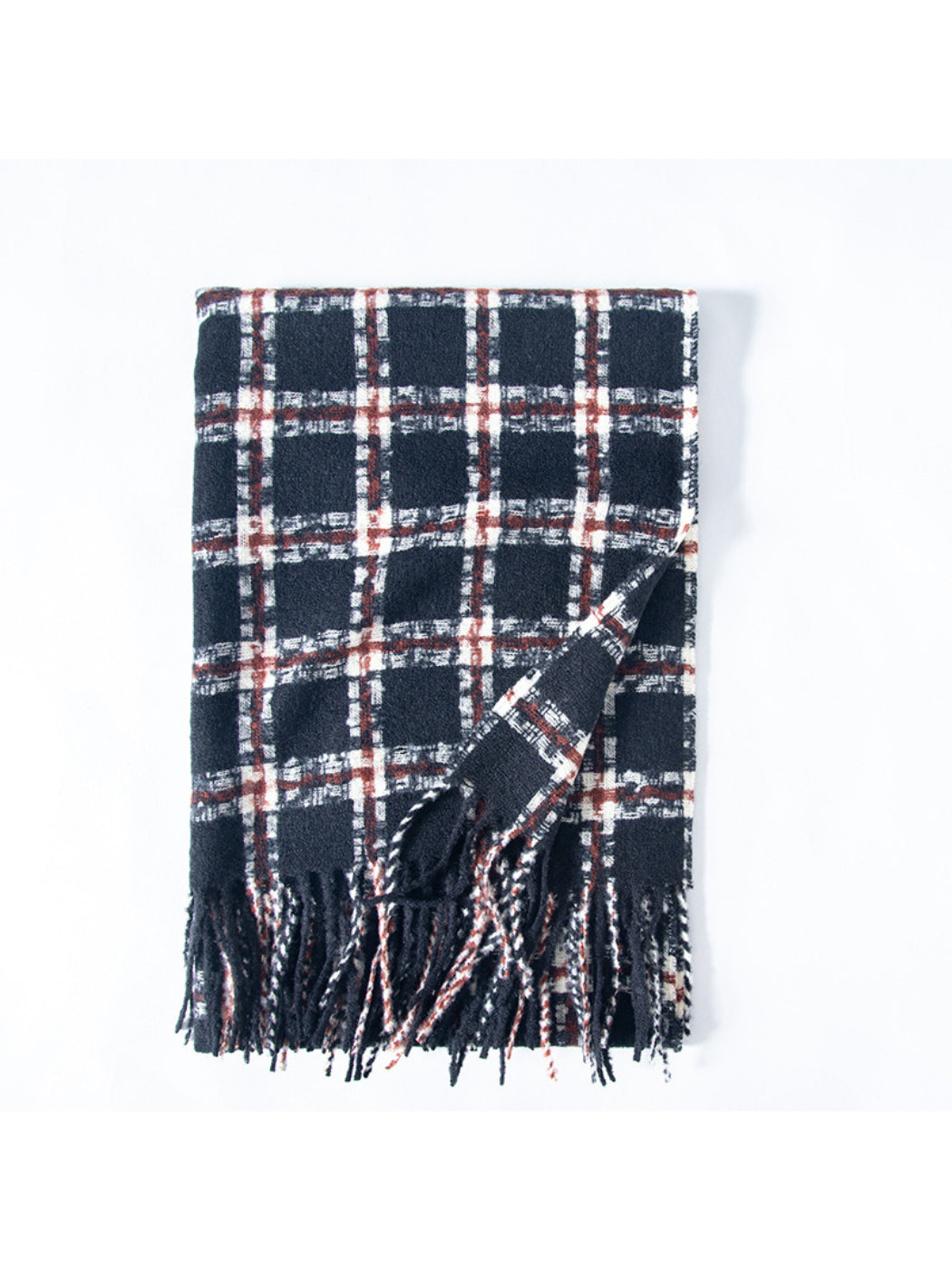 Scarvii - Classic Windowpane Plaid Fringe Scarf