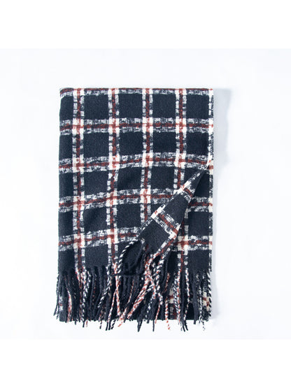 Scarvii - Classic Windowpane Plaid Fringe Scarf